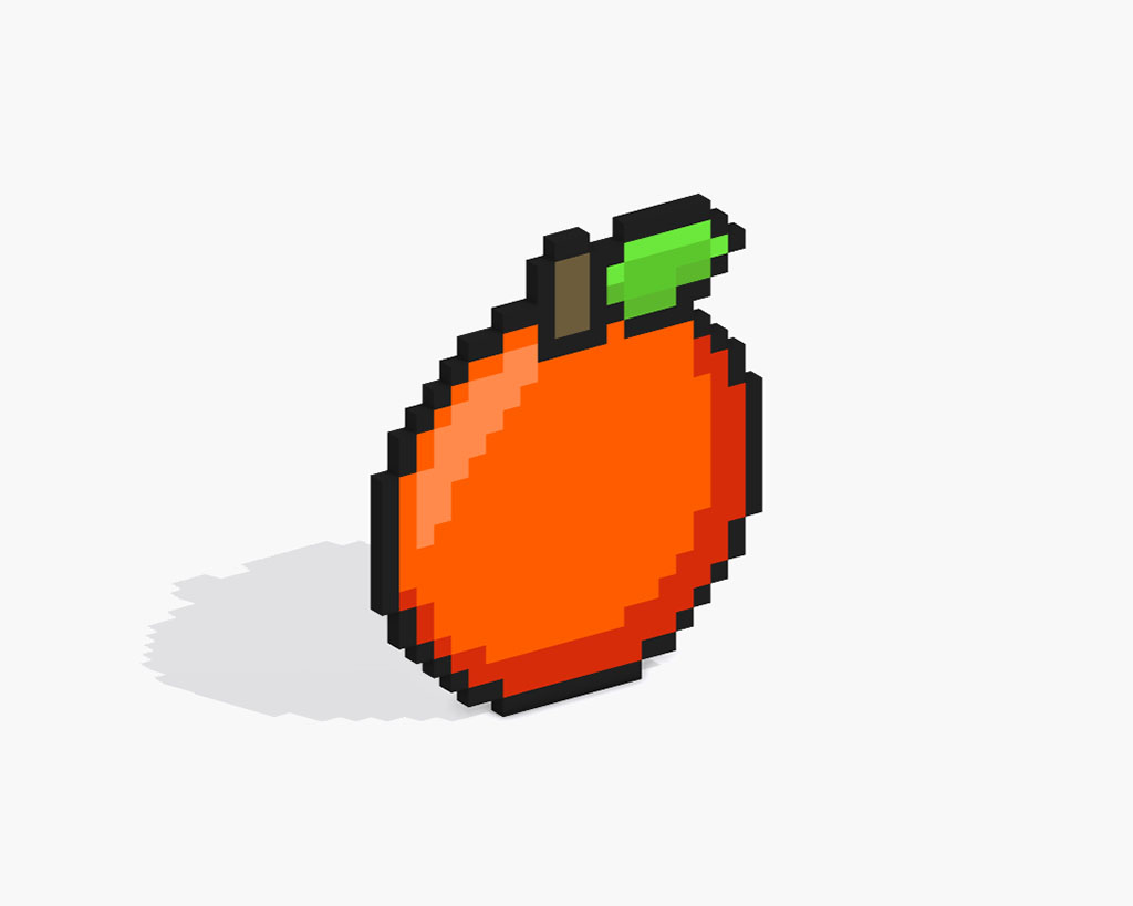 3D Pixel Art Orange
