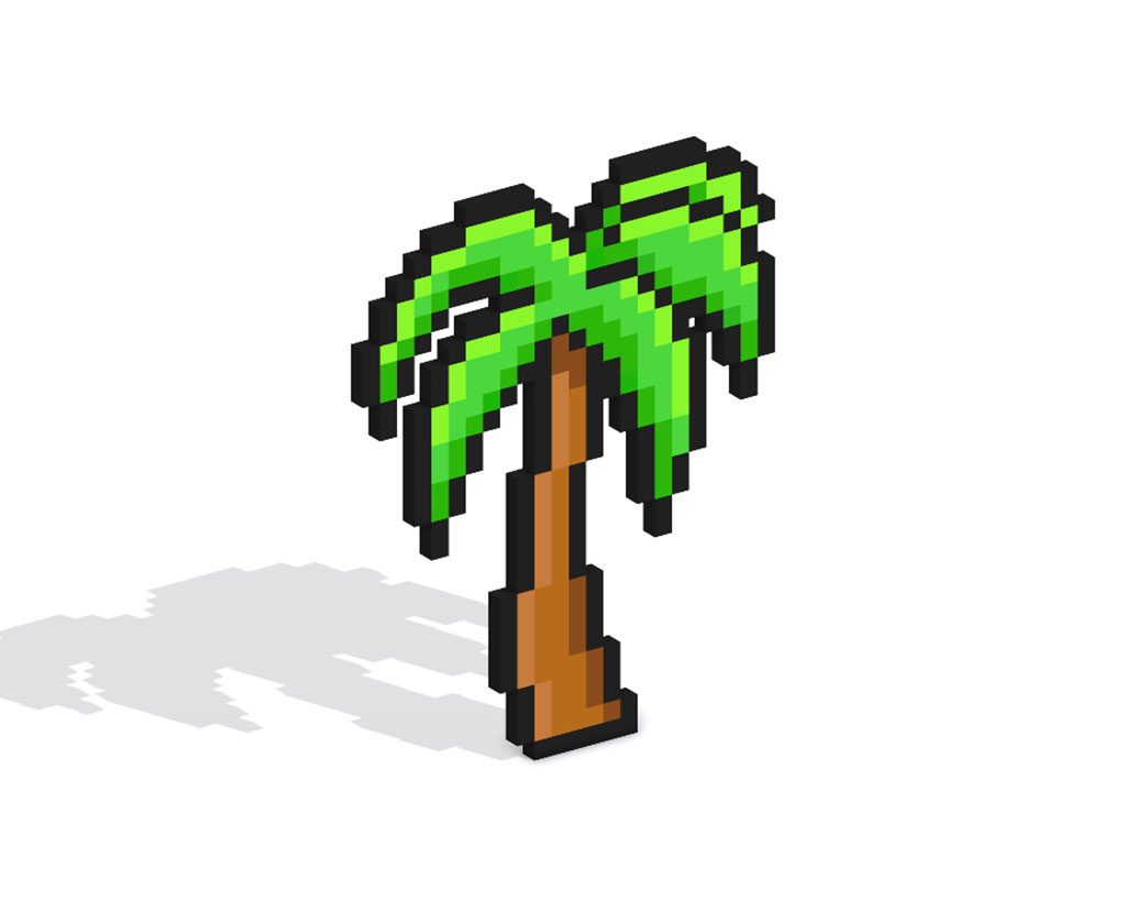 3D Pixel Art Palm Tree