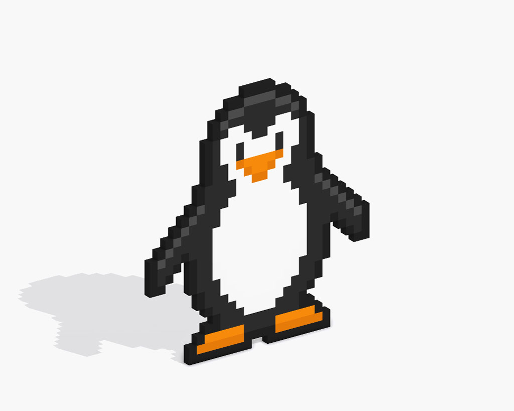 3D Pixel Art Penguin