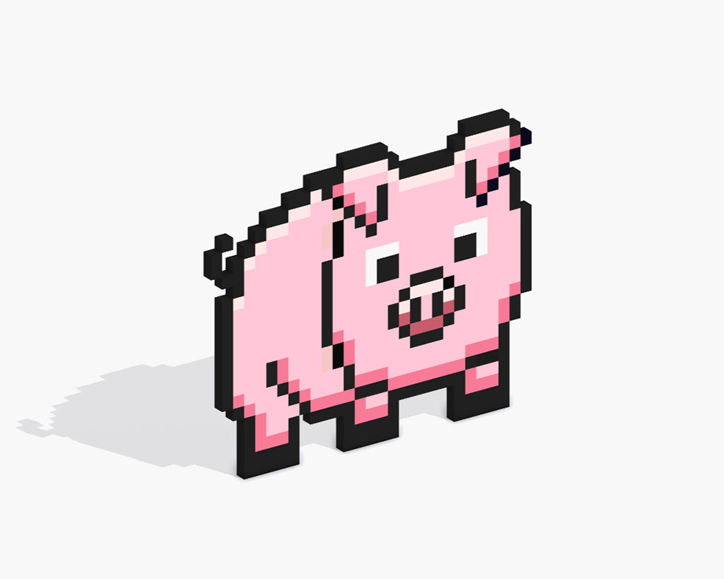 3D Pixel Art Pig