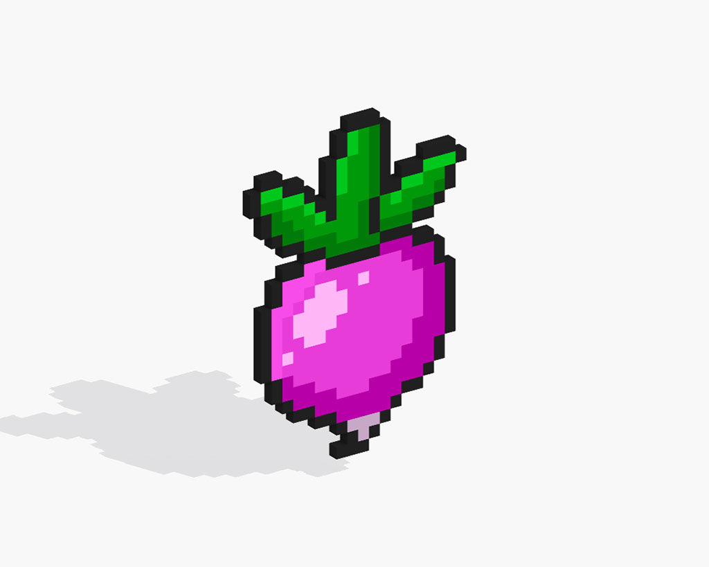 3D Pixel Art Radish