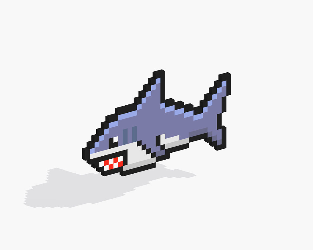3D Pixel Art Shark