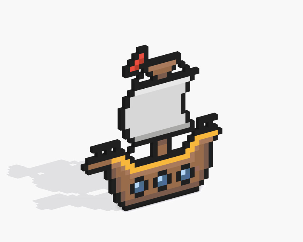3D Pixel Art Ship