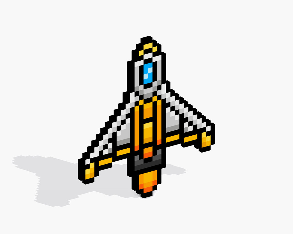 3D Pixel Art Spaceship
