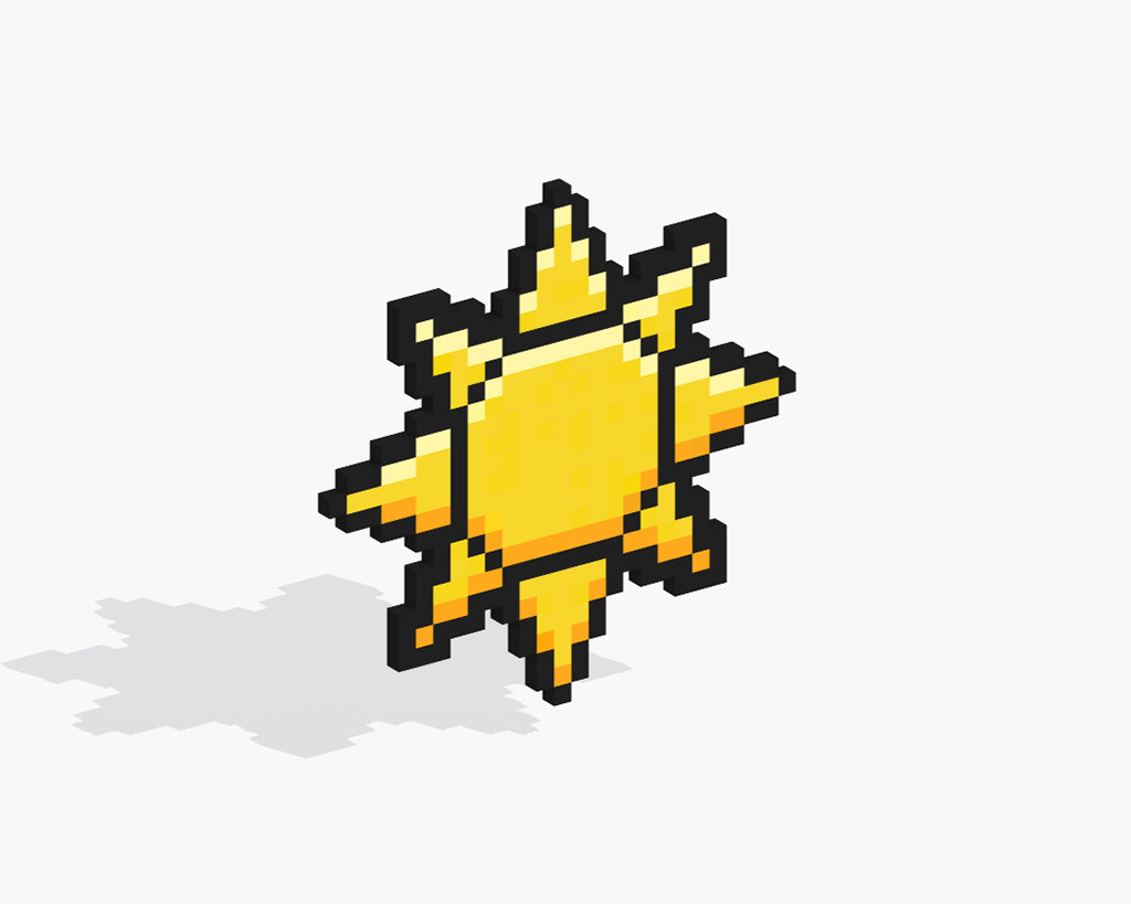 3D Pixel Art Sun