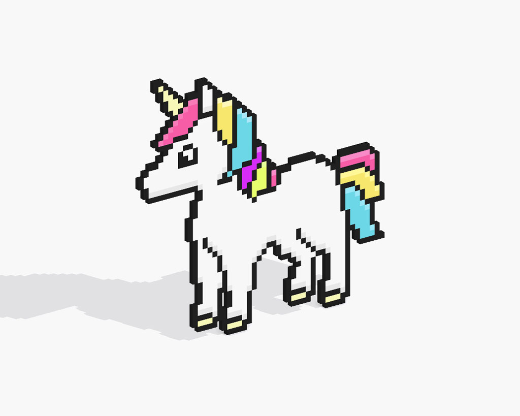 3D Pixel Art Unicorn