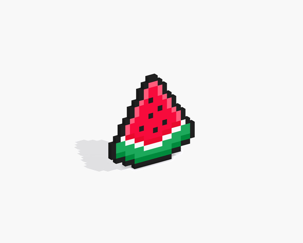 3D Pixel Art Watermelon