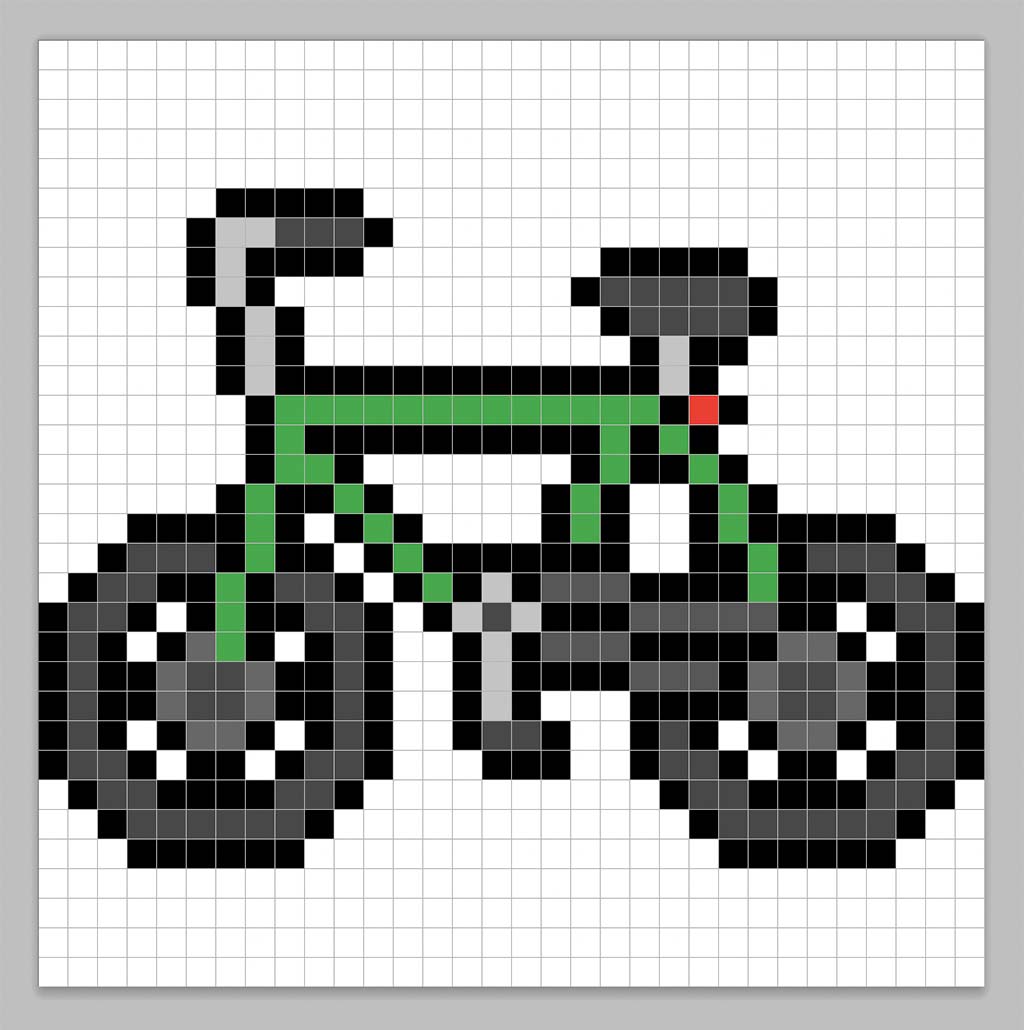 Simple pixel art bike with solid colors