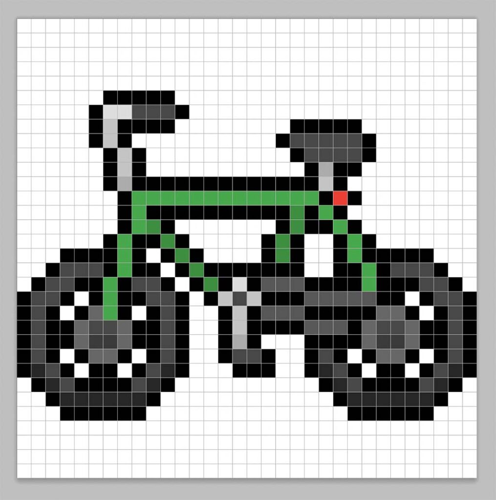 32x32 Pixel art bike with a darker green to give depth to the bike