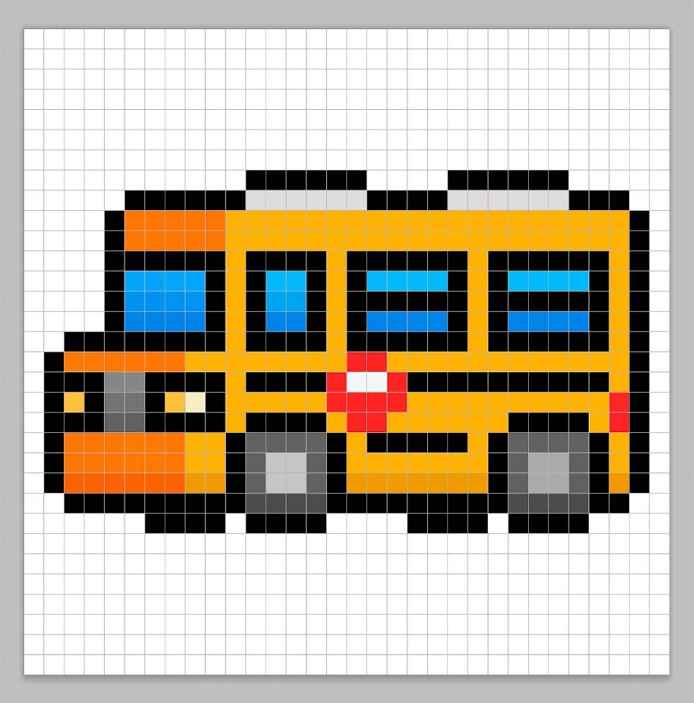 32x32 Pixel art bus with a darker yellow to give depth to the bus