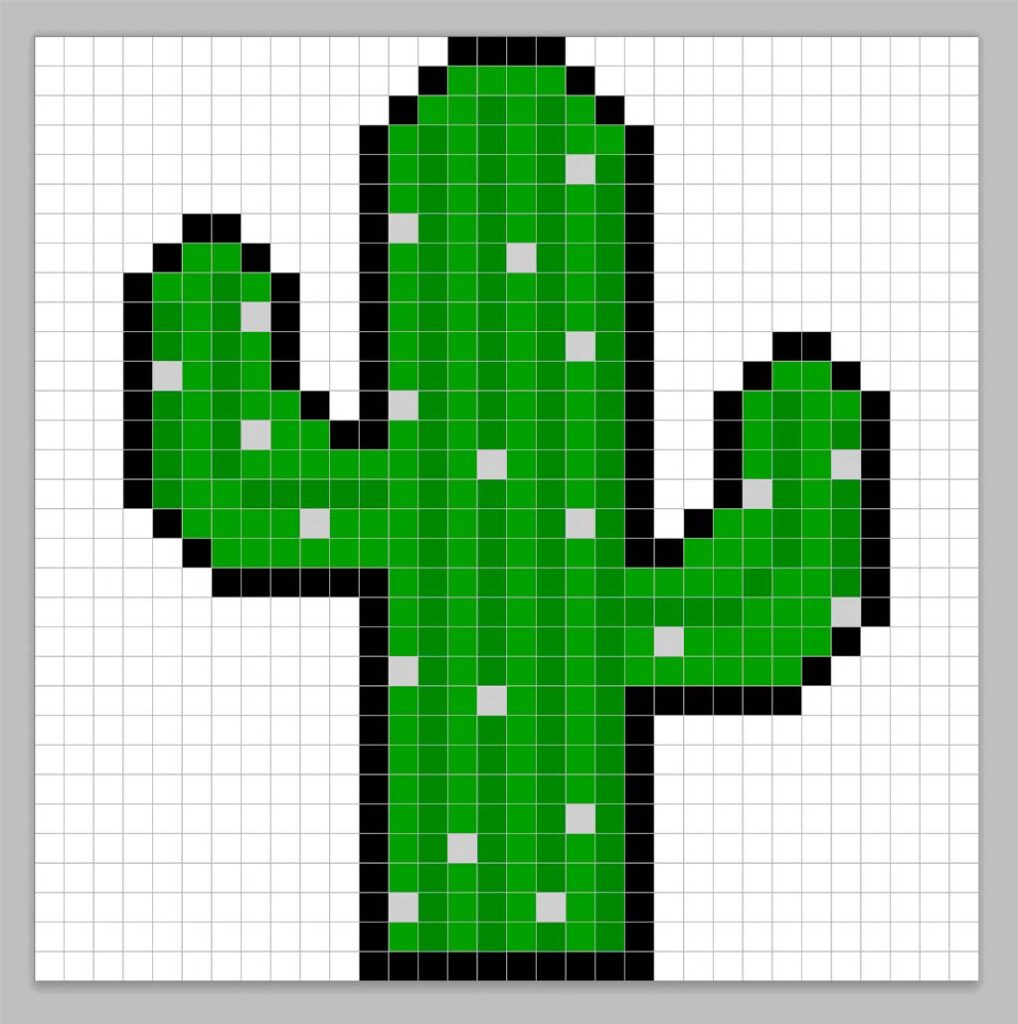 Simple pixel art cactus with solid colors