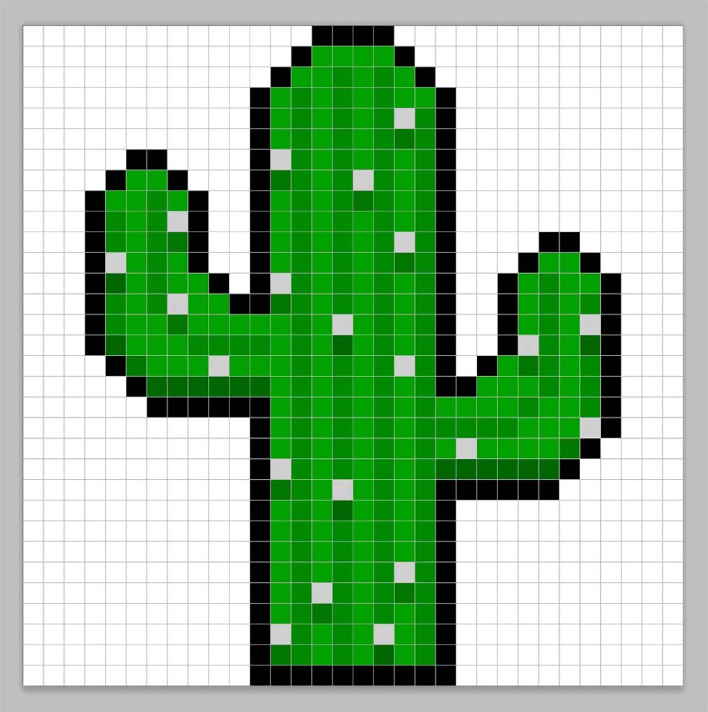 32x32 Pixel art cactus with a darker green to give depth to the cactus