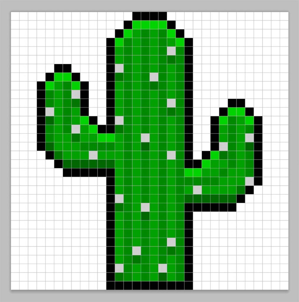 Adding highlights to the 8 bit pixel cactus