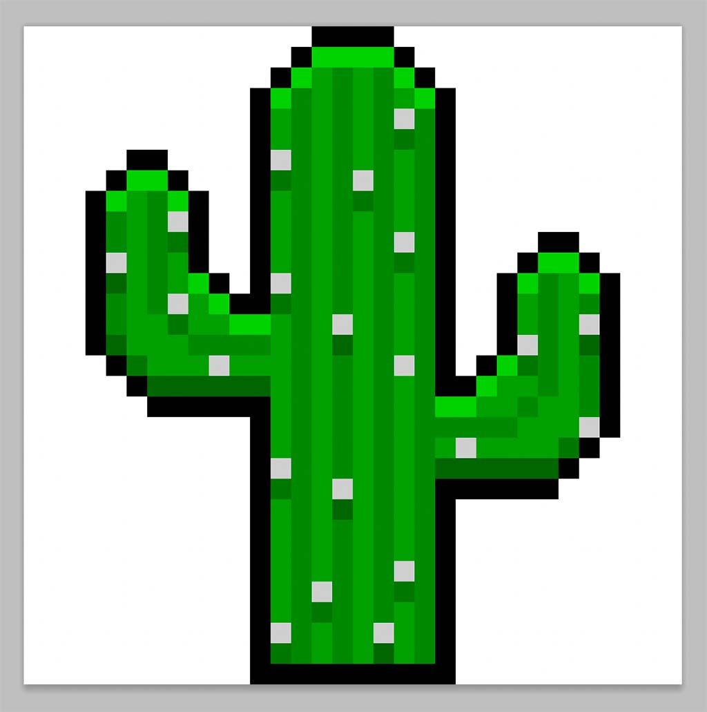 Kawaii pixel art cactus on a transparent background