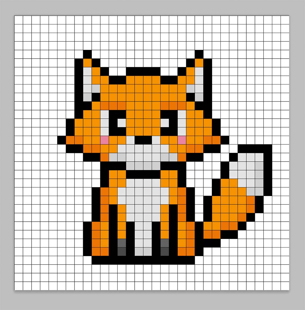 32x32 Pixel art fox with shadows to give depth to the fox