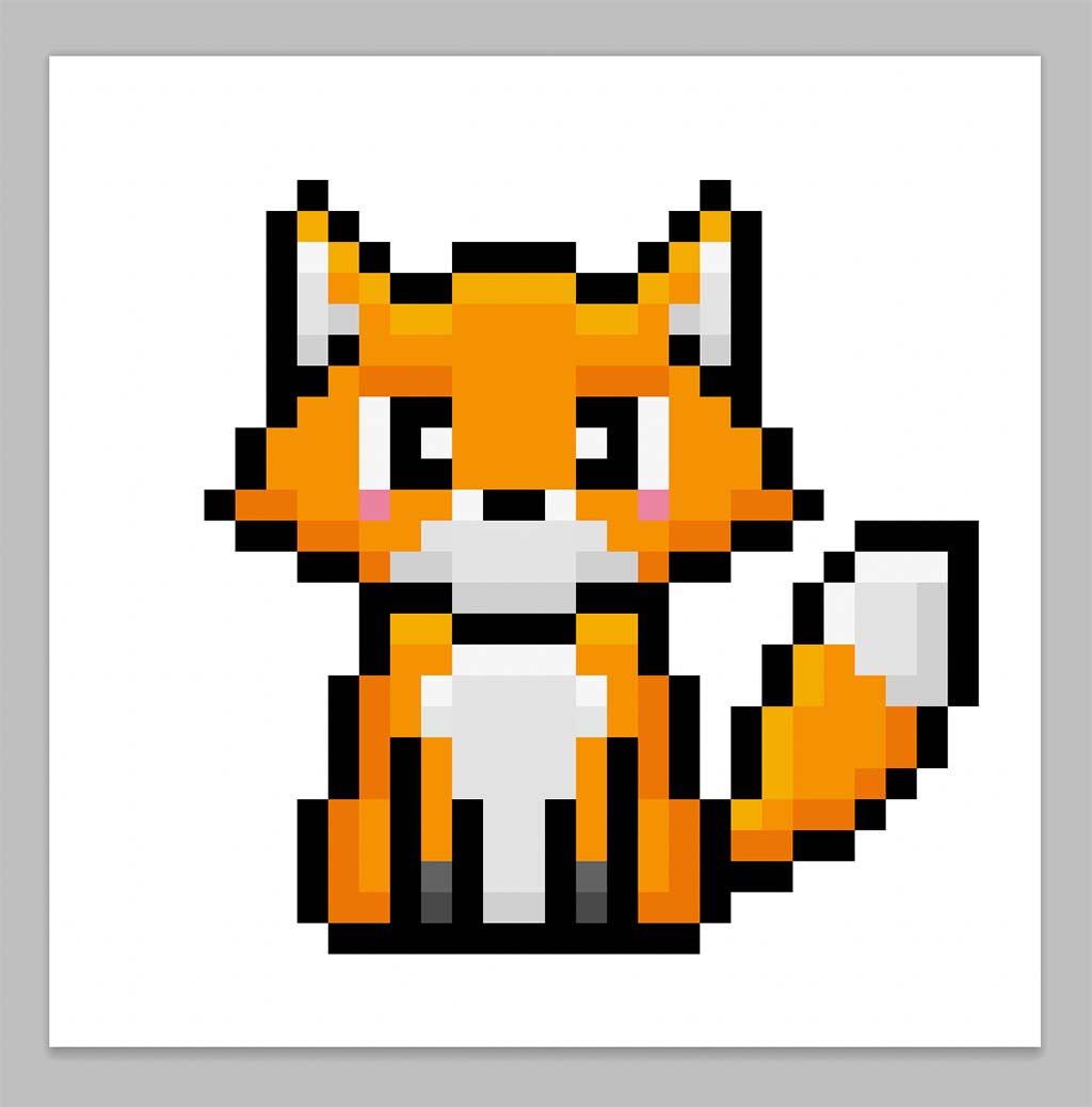 Kawaii pixel art fox on a transparent background