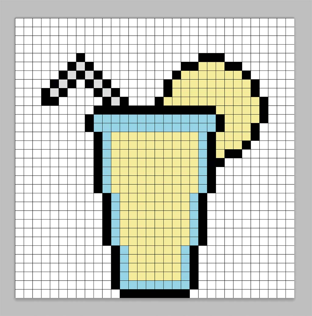 Simple pixel art lemonade with solid colors
