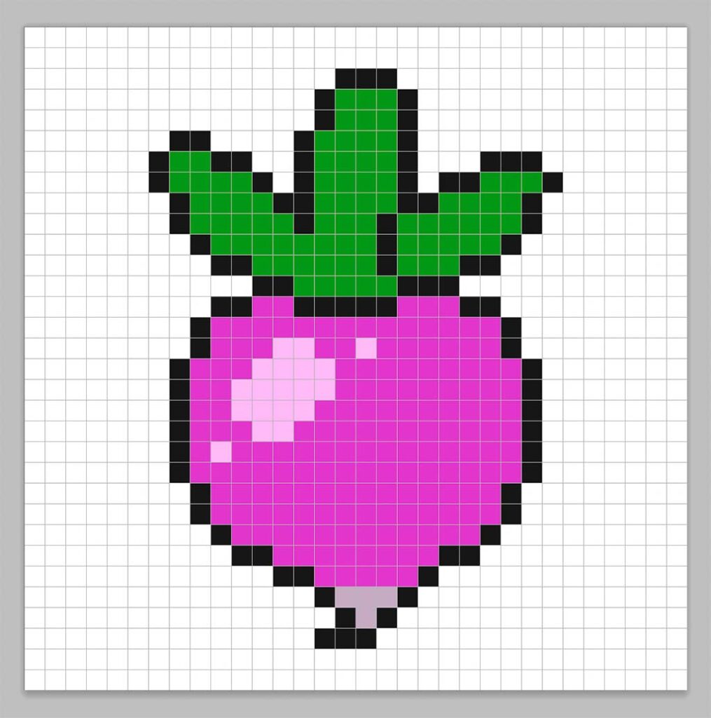 Simple pixel art radish with solid colors
