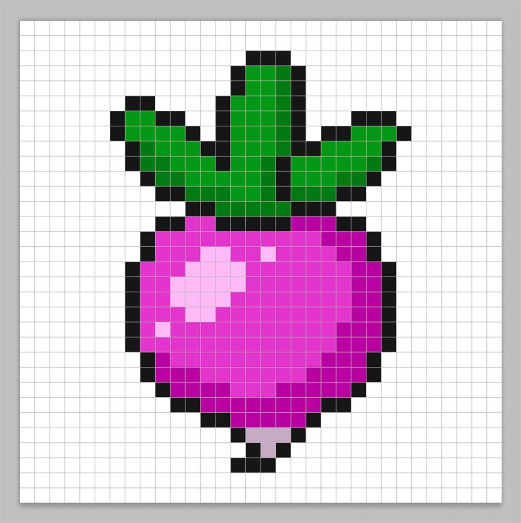 32x32 Pixel art radish with a darker purple to give depth to the radish