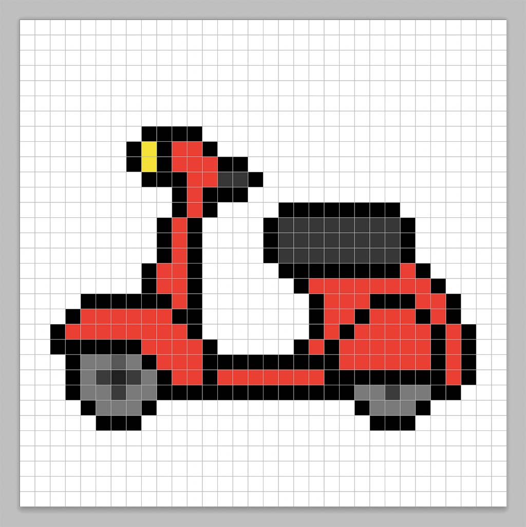 Simple pixel art scooter with solid colors