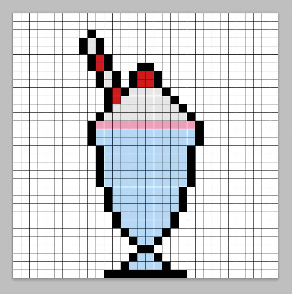 Simple pixel art sundae with solid colors