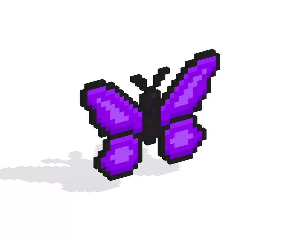 3D Pixel Art Butterfly