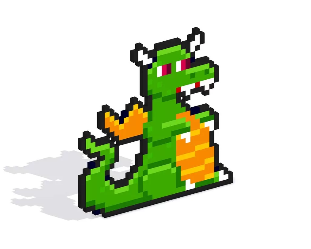 3D Pixel Art Dragon