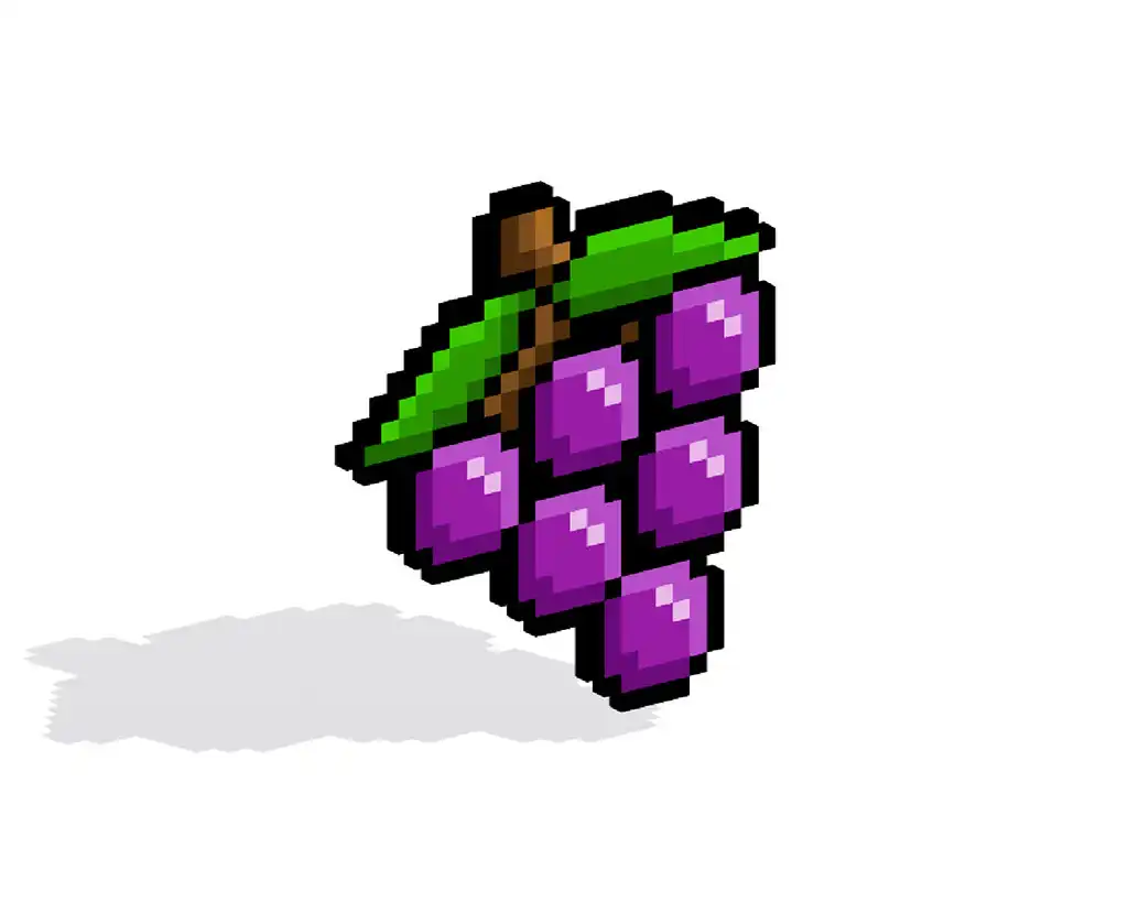 3D Pixel Art Grapes