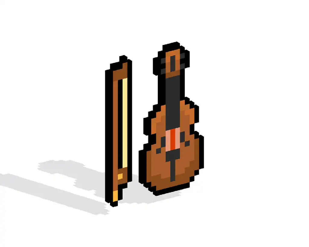 3D Pixel Art Violin