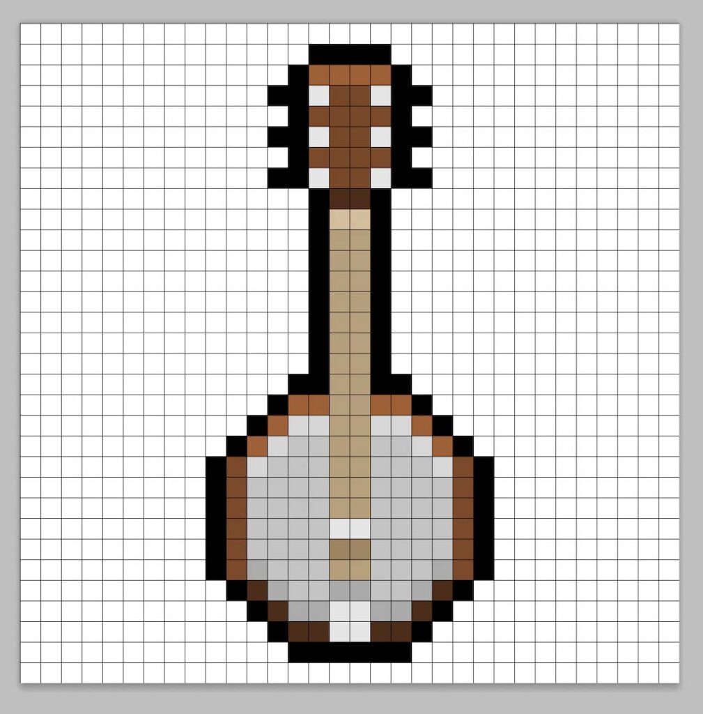 Adding highlights to the 8 bit pixel banjo
