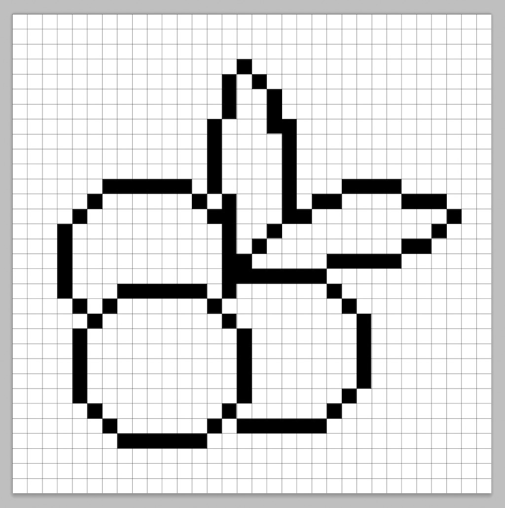 An outline of the pixel art blueberry grid similar to a spreadsheet