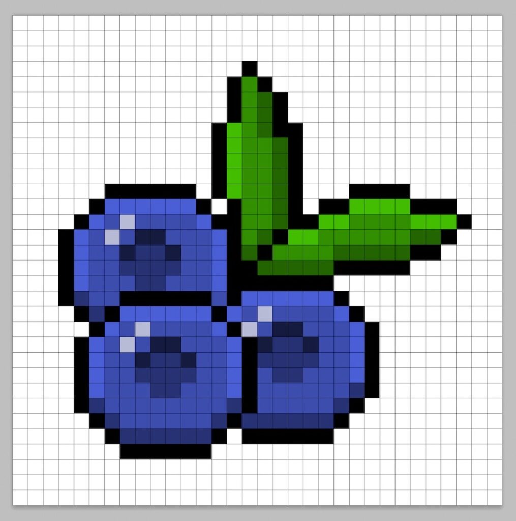 Adding highlights to the 8 bit pixel blueberry