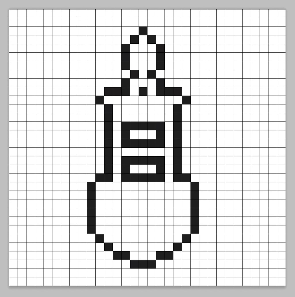 An outline of the pixel art buoy grid similar to a spreadsheet