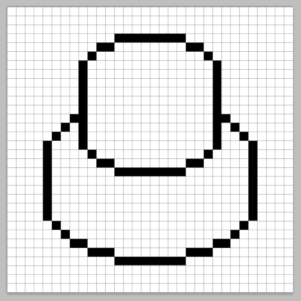 An outline of the pixel art cake grid similar to a spreadsheet