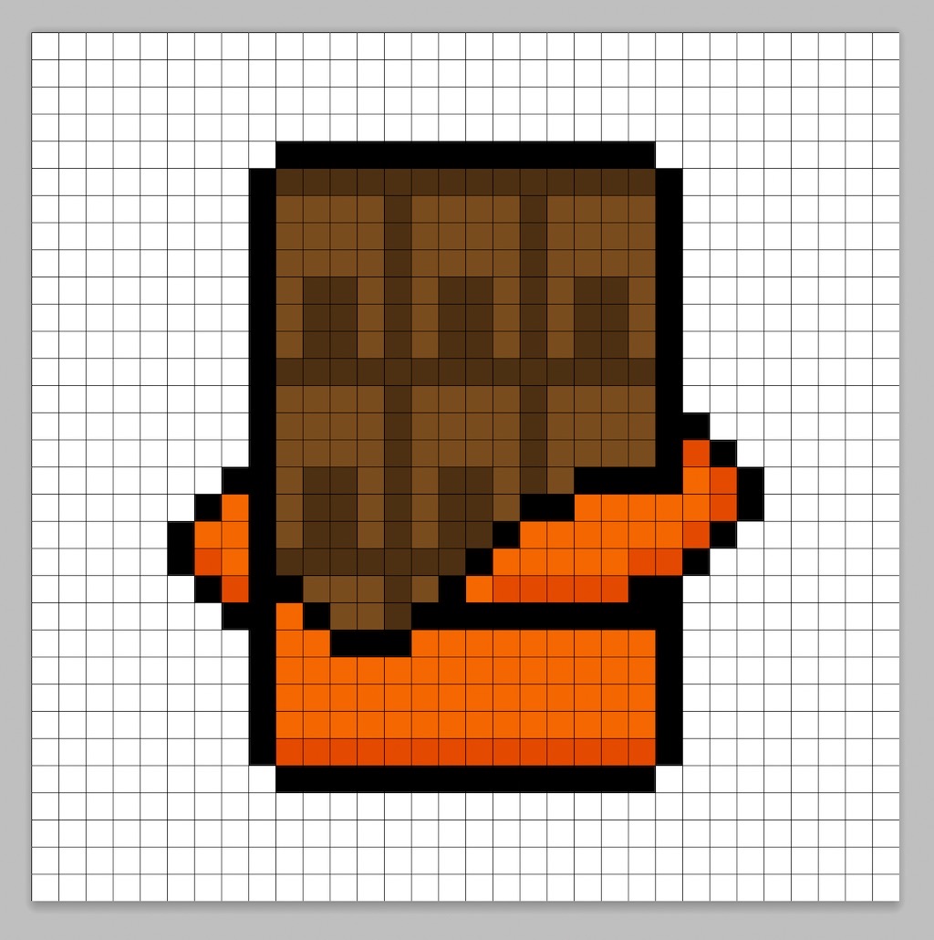32x32 Pixel art chocolate with shadows to give depth to the chocolate