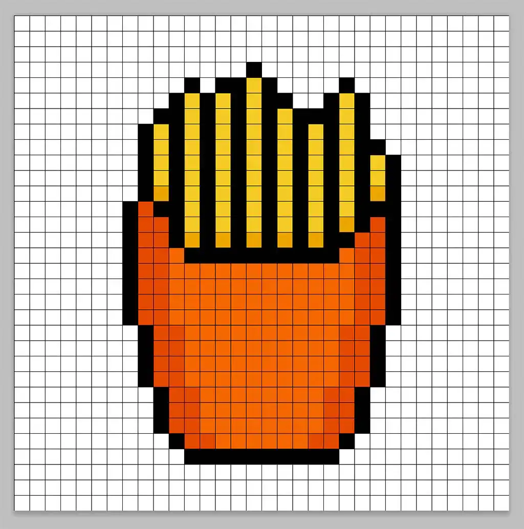 32x32 Pixel art fries with shadows to give depth to the fries