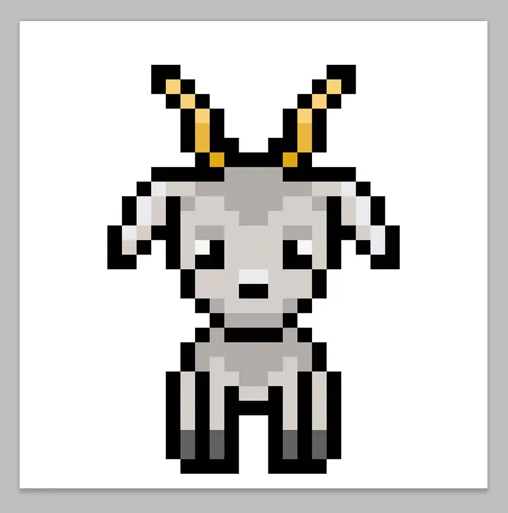 Kawaii pixel art goat on a transparent background