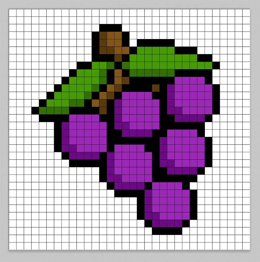 32x32 Pixel art grapes with shadows to give depth to the grapes
