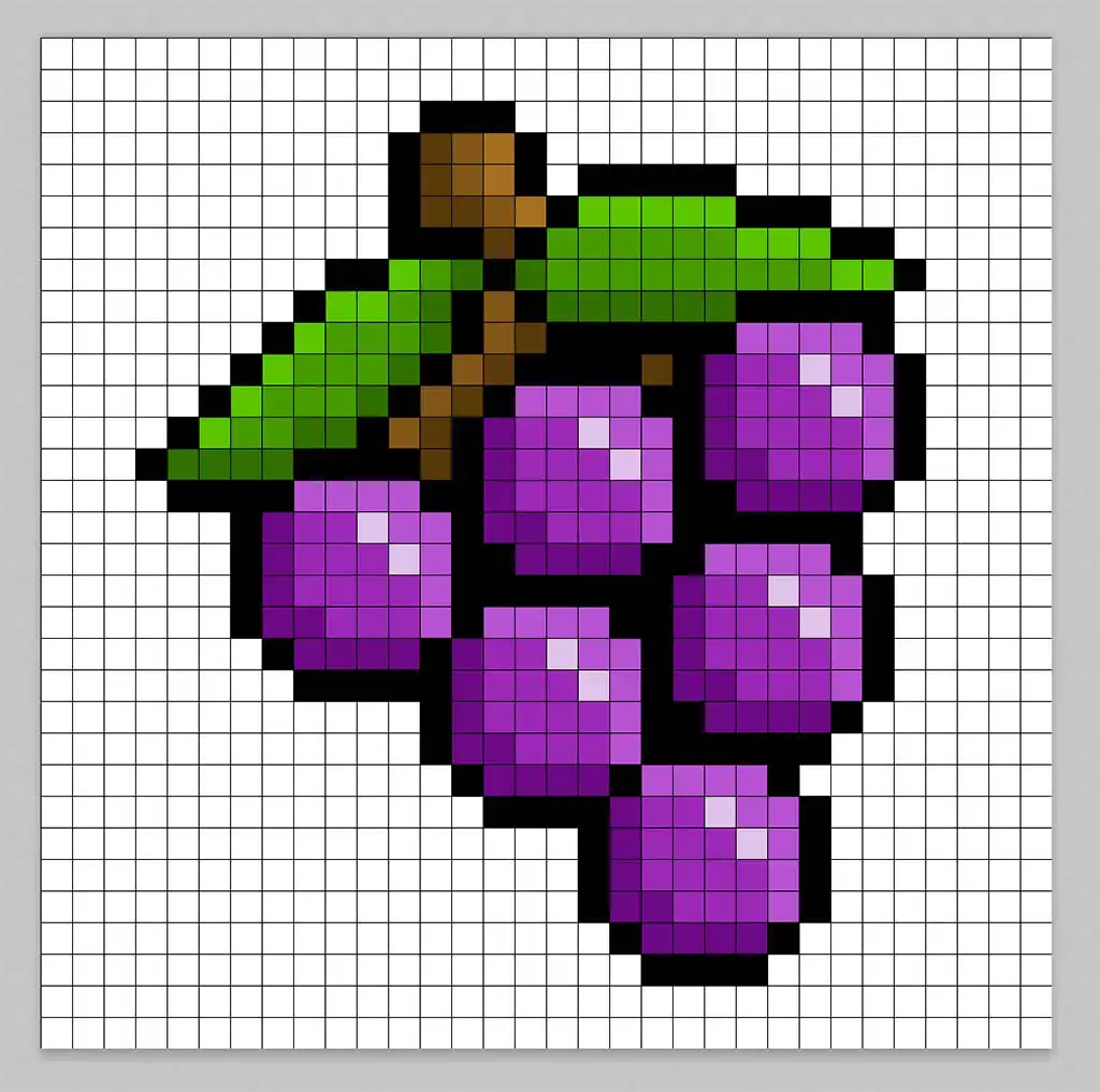 Adding highlights to the 8 bit pixel grapes