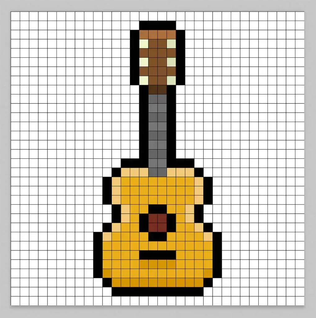 Adding highlights to the 8 bit pixel guitar