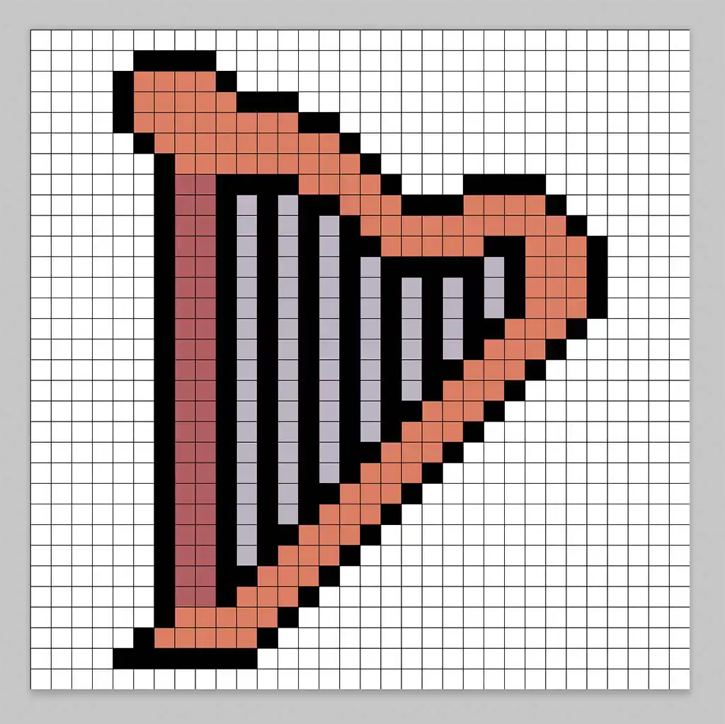 Simple pixel art harp with solid colors
