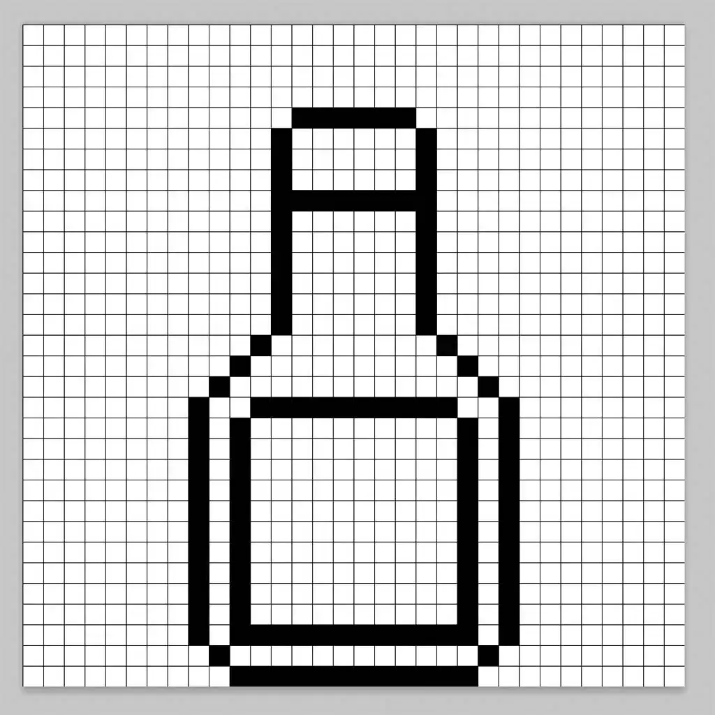 An outline of the pixel art ketchup grid similar to a spreadsheet