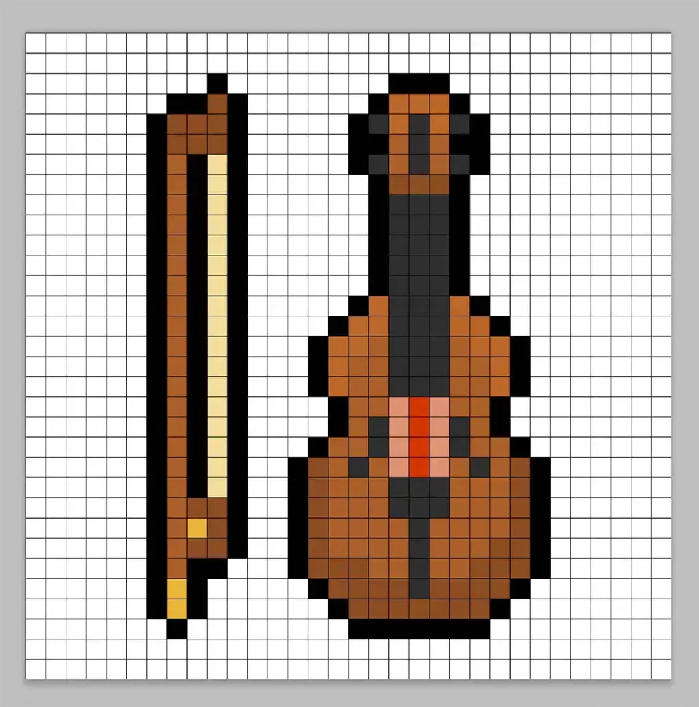 Adding highlights to the 8 bit pixel violin