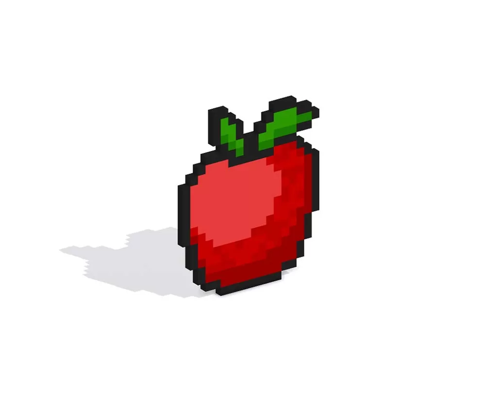 3D Pixel Art Apple