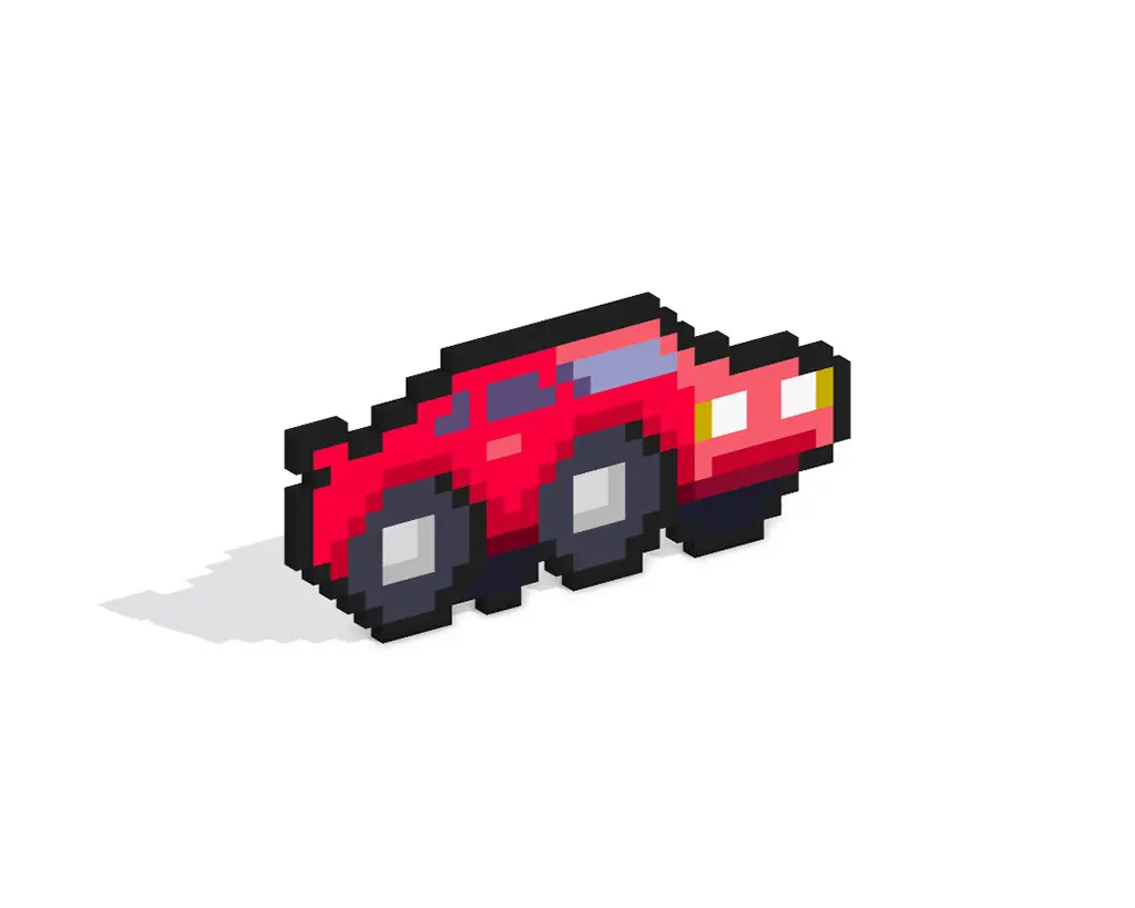 3D Pixel Art Sports Car