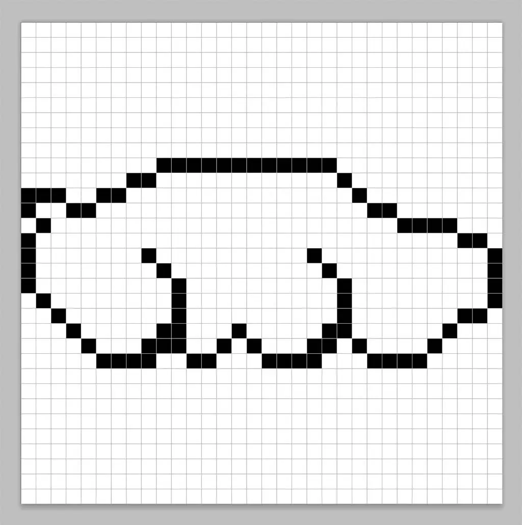 An outline of the pixel art sports car grid similar to a spreadsheet