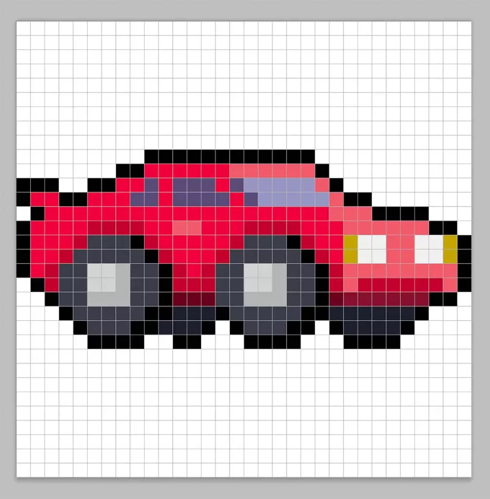 Adding highlights to the 8 bit pixel sports car