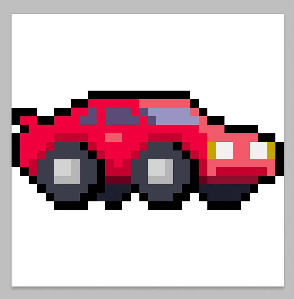 Kawaii pixel art sports car on a transparent background