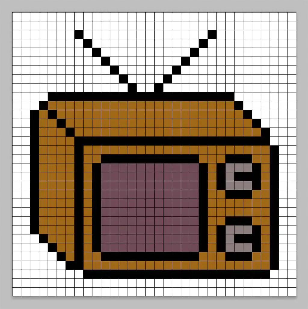 Simple pixel art tv (television) with solid colors
