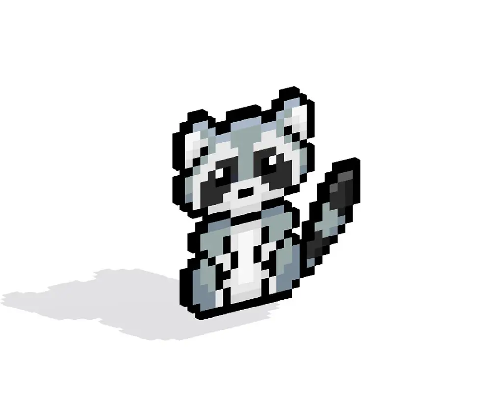 3D Pixel Art Raccoon